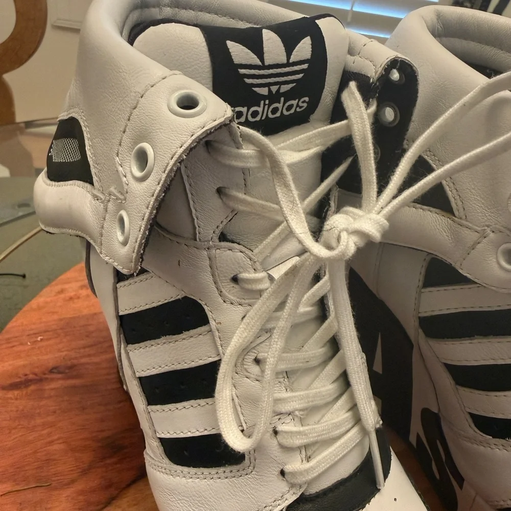 Jeremy Scott x Adidas Black and White Wedge Sneakers - Picture 3 of 17